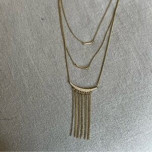 Gold 3-in-1 Layered Fringe Statement Necklace